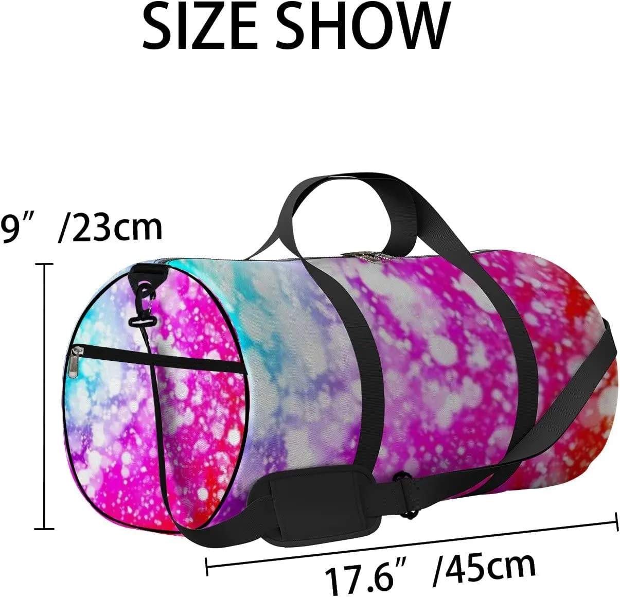 Dark Colorful Sparkle Rays Lights Bokeh Sports Bag Tote Bag Waterproof Gym Bag with Shoulder Strap Zipper 2 Side Pockets for Men and Women, Travel and Storage Shoulder Bag.