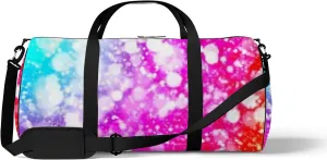 Dark Colorful Sparkle Rays Lights Bokeh Sports Bag Tote Bag Waterproof Gym Bag with Shoulder Strap Zipper 2 Side Pockets for Men and Women, Travel and Storage Shoulder Bag.