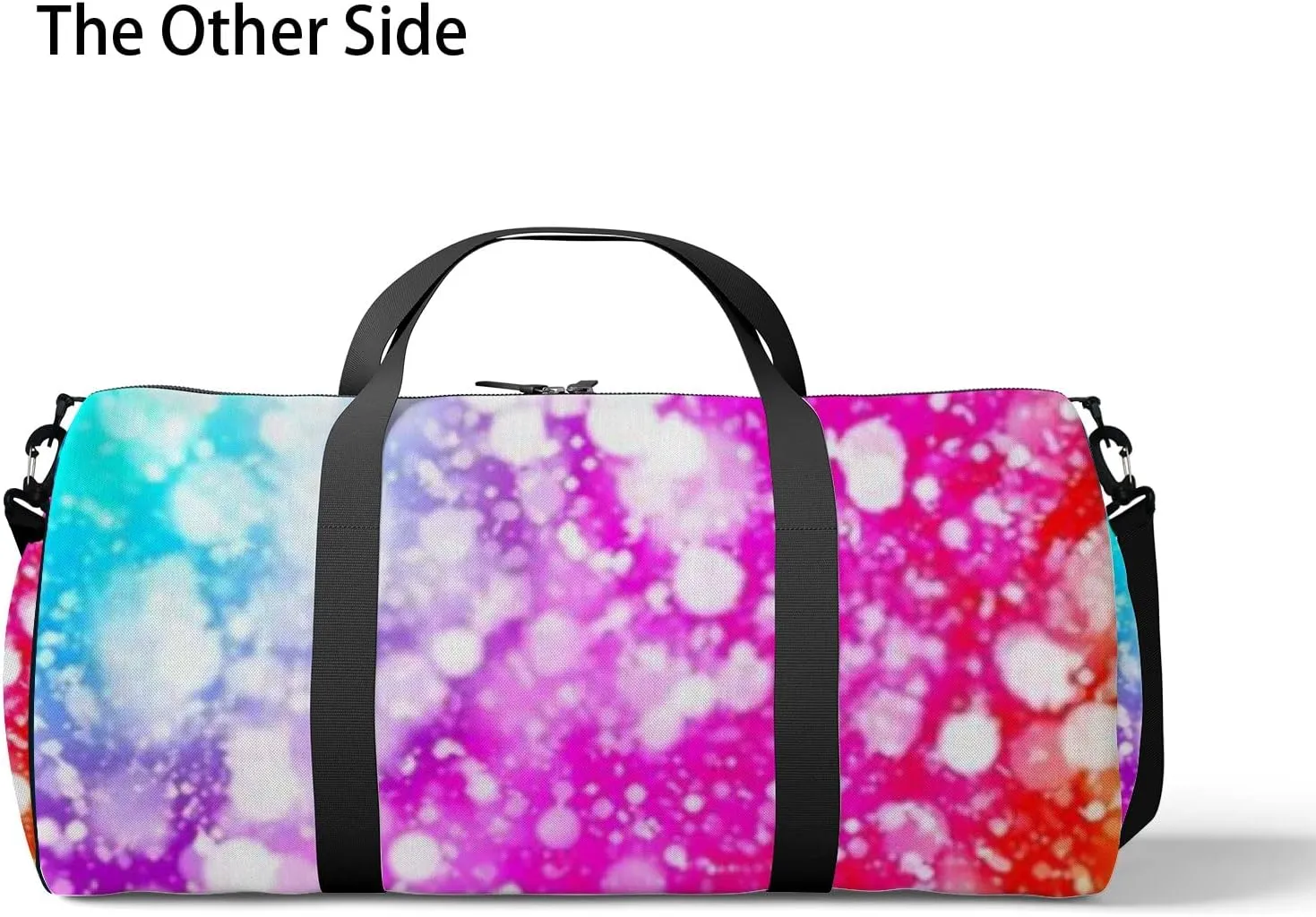 Dark Colorful Sparkle Rays Lights Bokeh Sports Bag Tote Bag Waterproof Gym Bag with Shoulder Strap Zipper 2 Side Pockets for Men and Women, Travel and Storage Shoulder Bag.