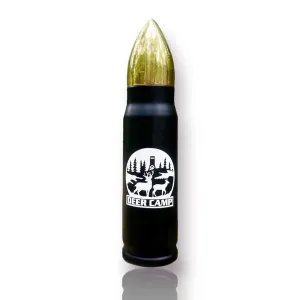 Deer Camp Customizable Bullet Tumbler, Hunting Gift For Dad, For Him, Hunting Accessories, Vacuum Insulated Cup, Travel Mug, Whiskey Flask, (Black)