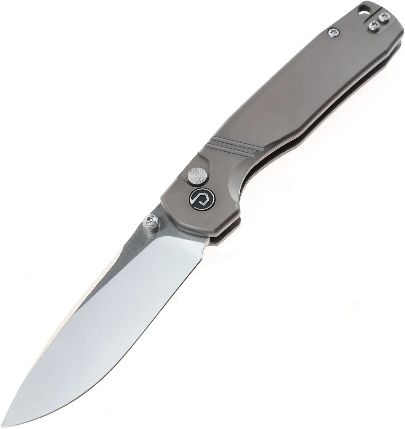 DEFCON Pocket Folding Knife- Button Lock with Thumb Stud Opener, 3" 14C28N Blade, Aluminum Handle, Utility Knife for Men Women Gift (Grey)