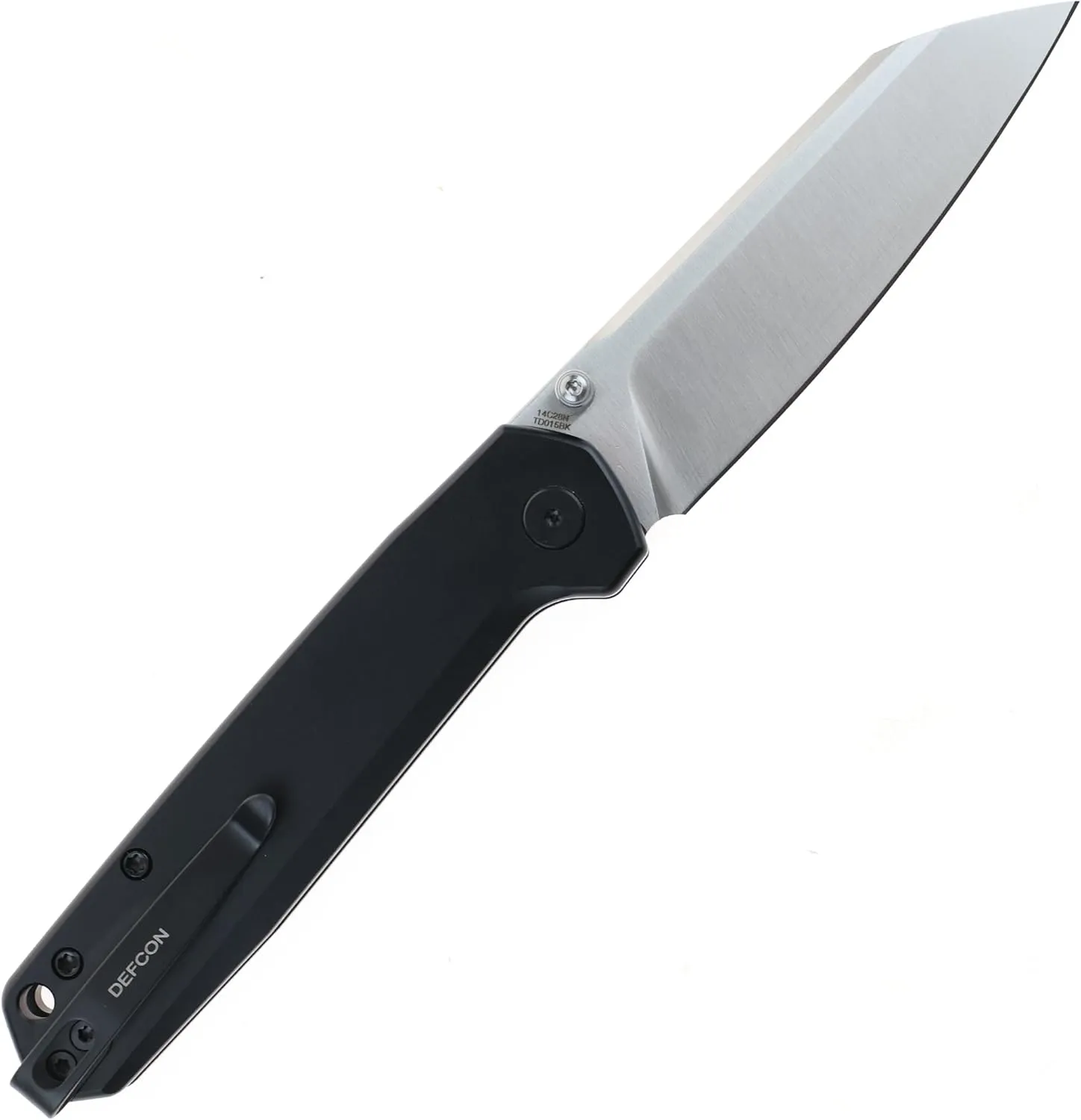 DEFCON Pocket Folding Knife- Button Lock with Thumb Stud Opener for EDC, 3.3" 14C28N Blade, Aluminum Handle, Utility Knife for Men Women Gift -TD015 Tier2- (Black)