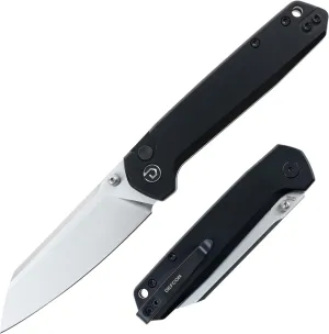 DEFCON Pocket Folding Knife- Button Lock with Thumb Stud Opener for EDC, 3.3" 14C28N Blade, Aluminum Handle, Utility Knife for Men Women Gift -TD015 Tier2- (Black)