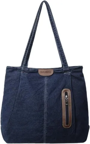 Denim Shoulder Bag Casual Style Lightweight