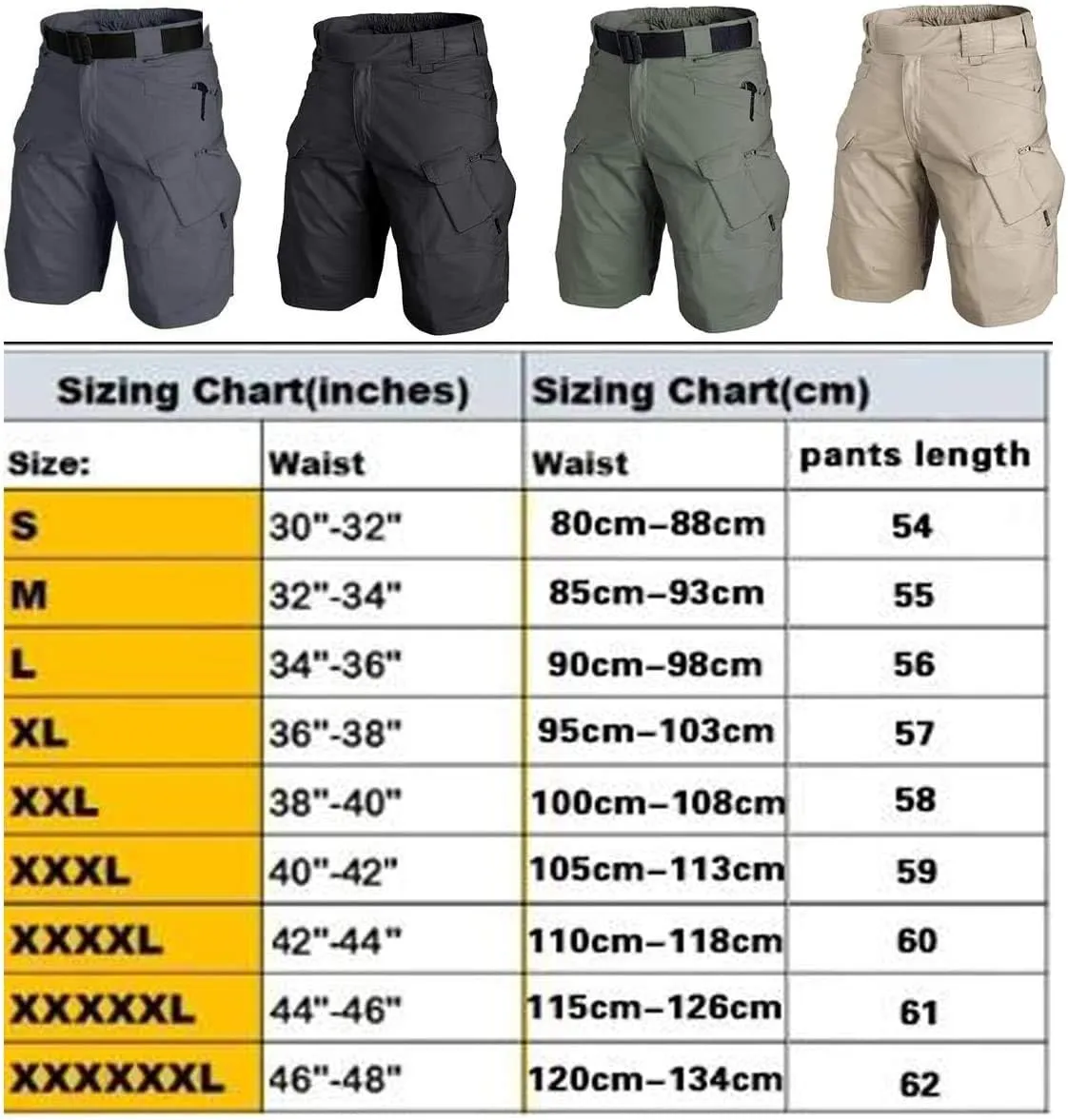 Depslee Waterproof Tactical Shorts for Men Hiking Fishing Breathable Quick Dry Cargo Shorts with Multi Pockets(NO Belt)