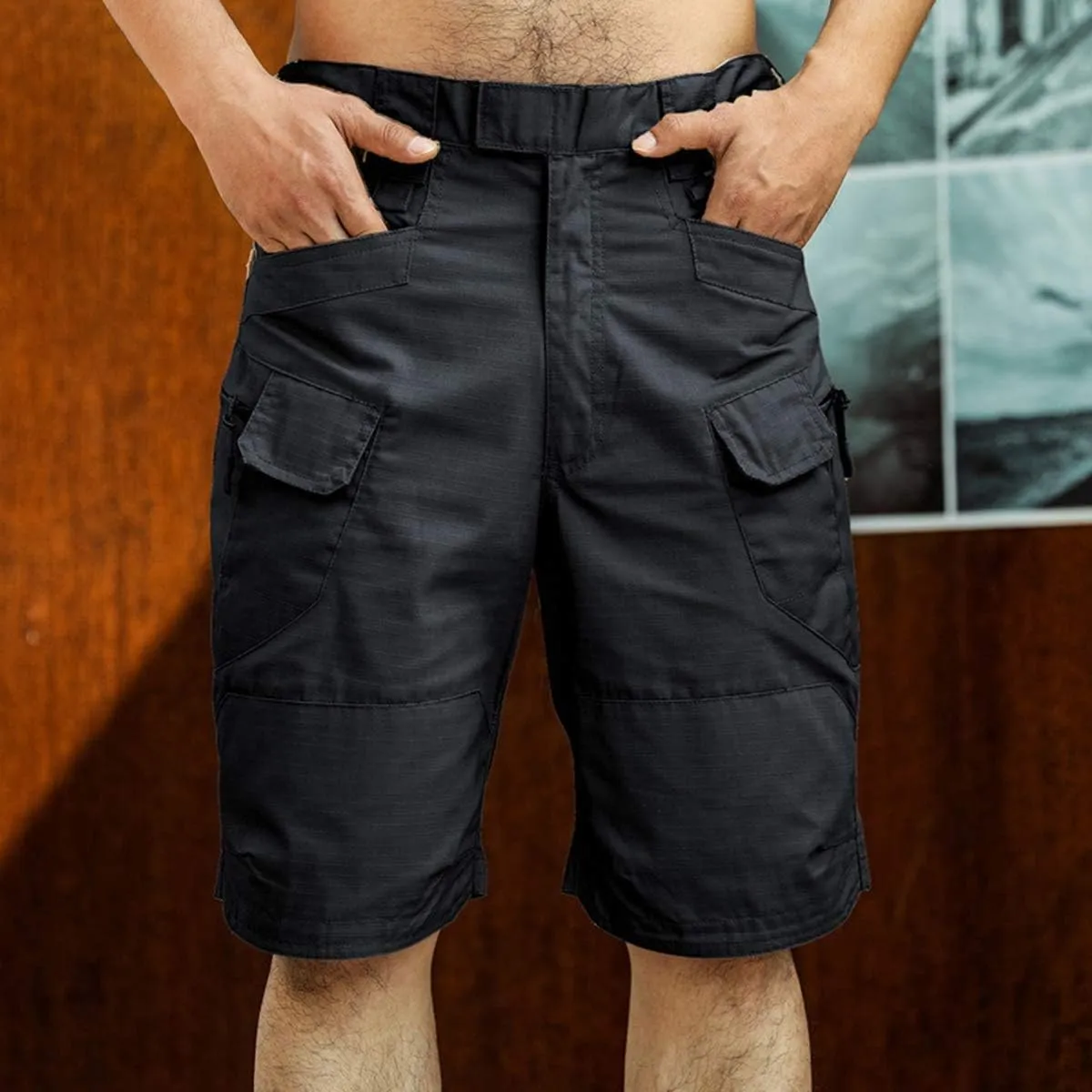 Depslee Waterproof Tactical Shorts for Men Hiking Fishing Breathable Quick Dry Cargo Shorts with Multi Pockets(NO Belt)