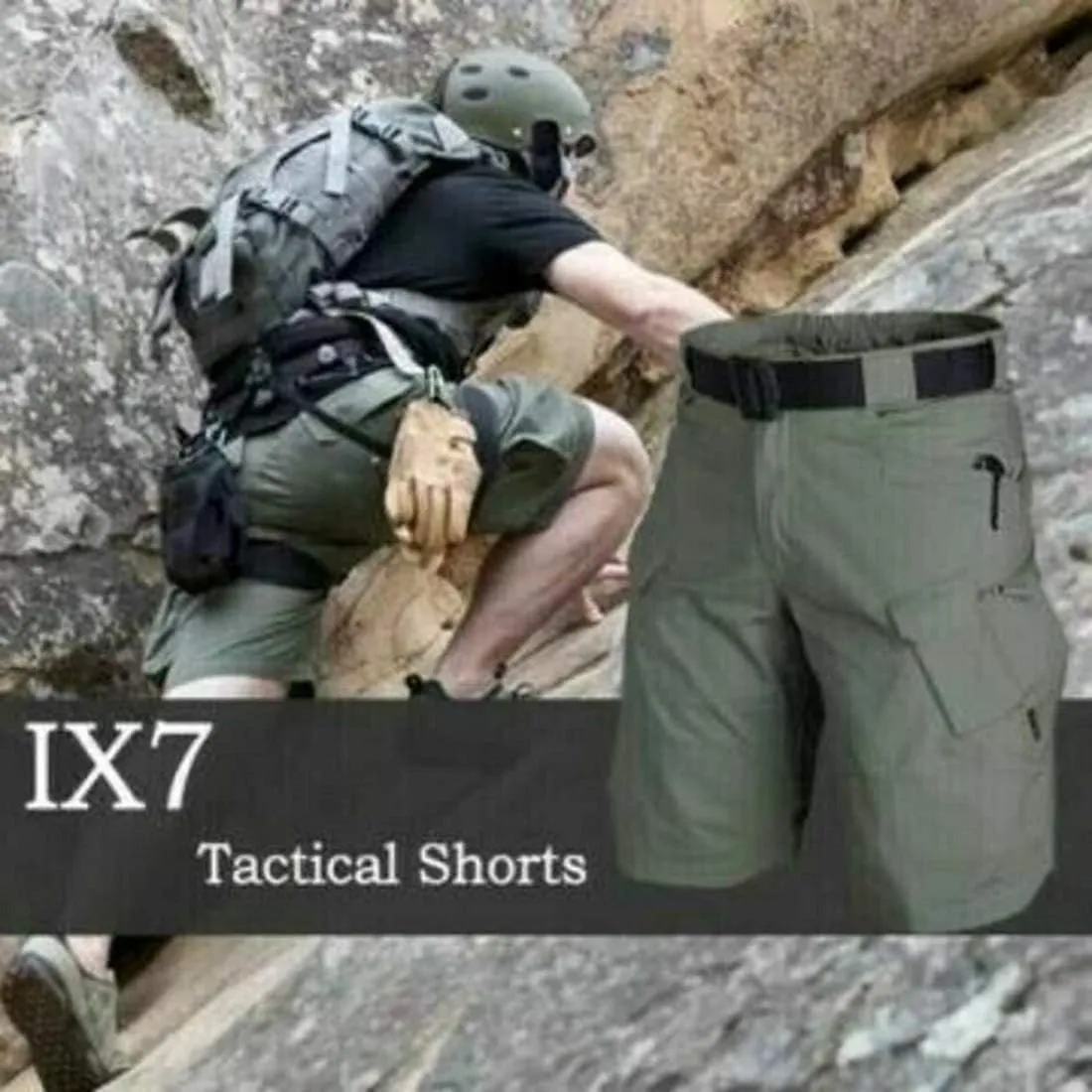 Depslee Waterproof Tactical Shorts for Men Hiking Fishing Breathable Quick Dry Cargo Shorts with Multi Pockets(NO Belt)