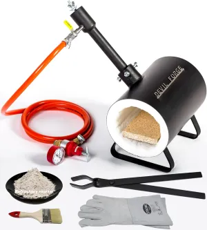 DEVIL-FORGE Gas Propane Forge DFS, 1 Burner DFP (80.000 BTU), Gas Ball Valve, Air Choke, Knife Making, Blacksmith, Farrier, 2500°F / 1370°C
