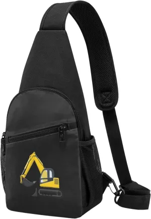 Digger Bulldozer Excavator Unisex Chest Bag Lightweight Crossbody Shoulder Bag Travel Pocket Black