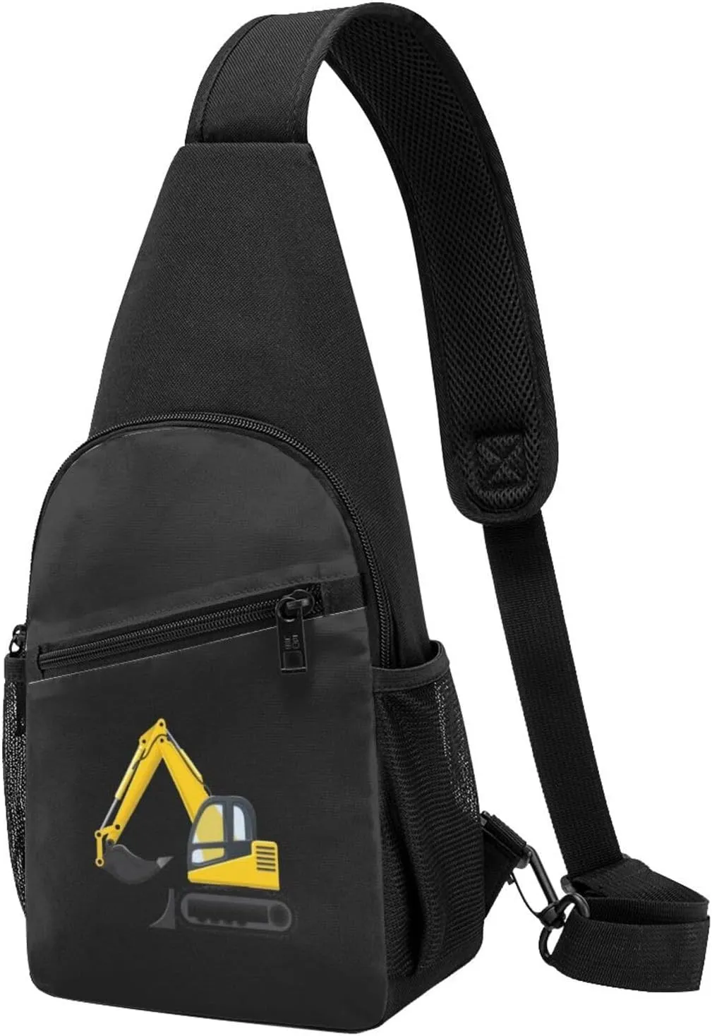 Digger Bulldozer Excavator Unisex Chest Bag Lightweight Crossbody Shoulder Bag Travel Pocket Black