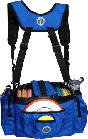 Disc Golf Bag with Removeable Cooler | 13 Disc Capacity with Insulated Cooler for a 6-Pack | 22 disc max | Adjustable Backpack Strap and Shoulder Strap Included (Blue) (DG23BLUE)