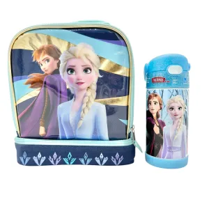 Disney Frozen II Insulated Lunch Bag and Bottle 9x8x5 Blue Anna Elsa by BioWorld