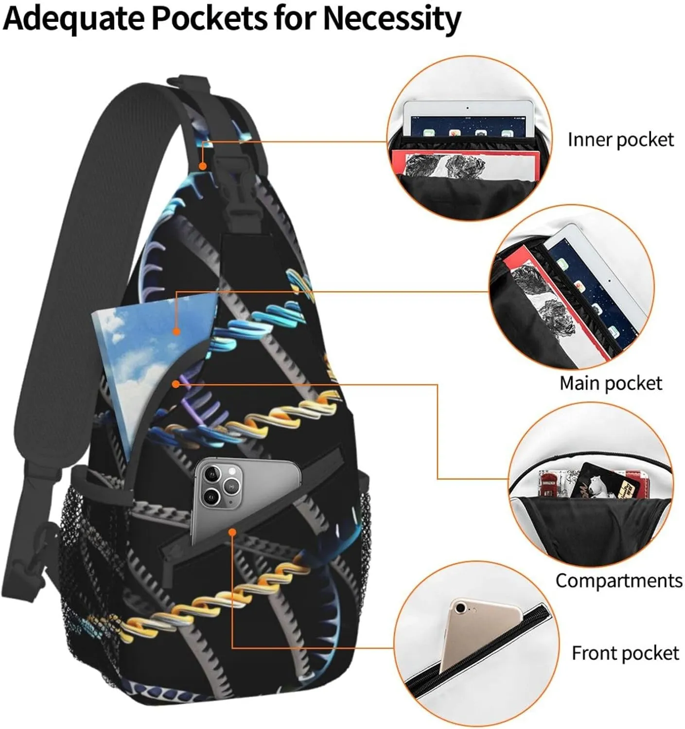 Dog Breed Unisex Crossbody Backpack Travel Hiking Casual Chest Bags Lightweight Fashion