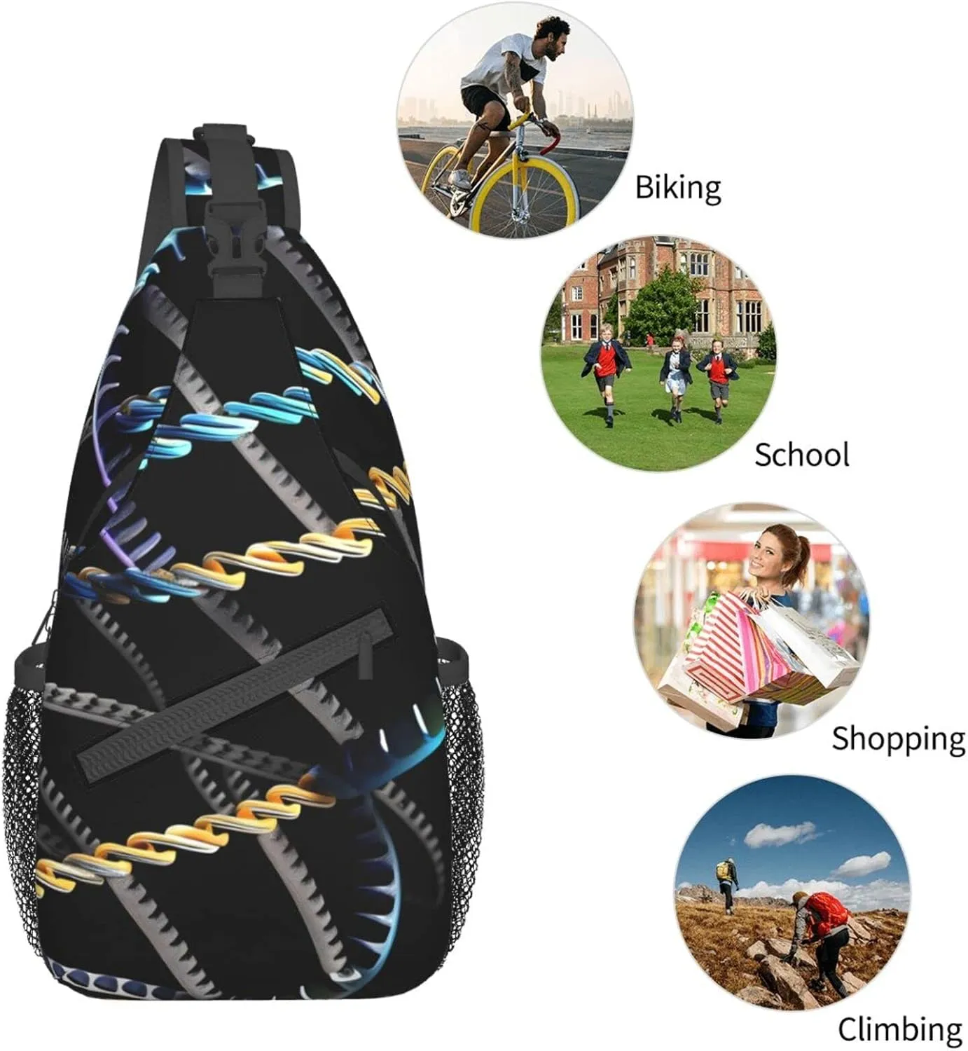 Dog Breed Unisex Crossbody Backpack Travel Hiking Casual Chest Bags Lightweight Fashion
