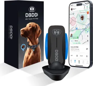 Dog GPS Tracker, Smart Waterproof Tracker with Real-Time Location, Escape Alerts, Activity Monitor, iOS & Android Compatible, for Dogs 40 lbs  (Black)