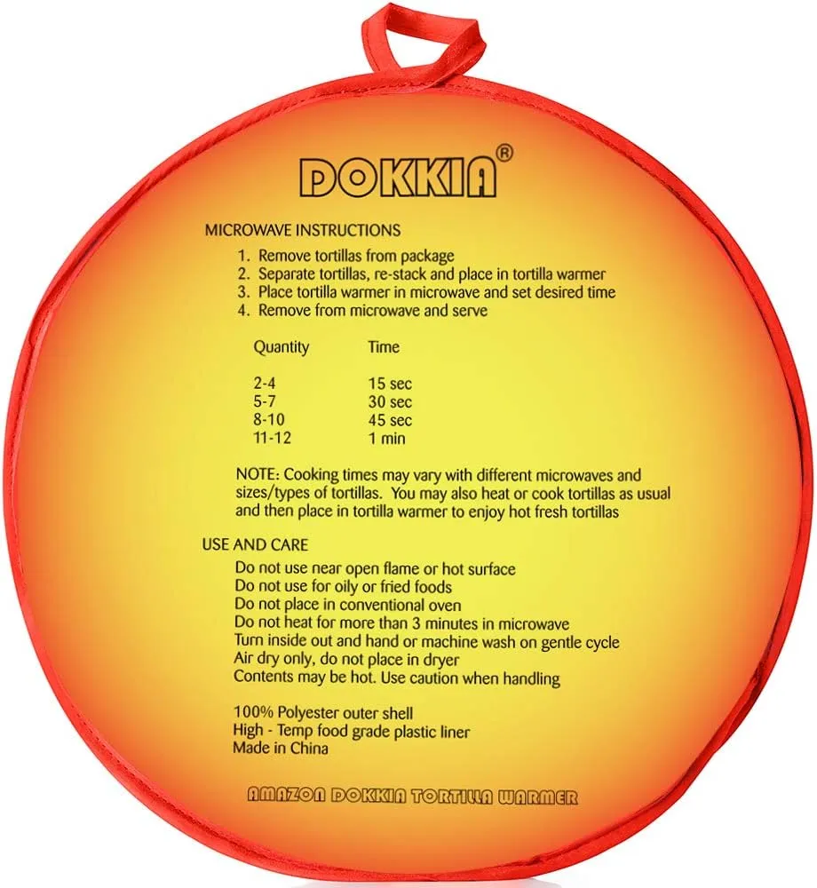 DOKKIA Tortilla Warmer Taco 12 Inch Insulated Cloth Pouch - Microwavable Use Fabric Bag Servers Holder to Keep Flour Burrito Warm (12 Inch, Fiesta Cock Rooster Chili Star Rose)