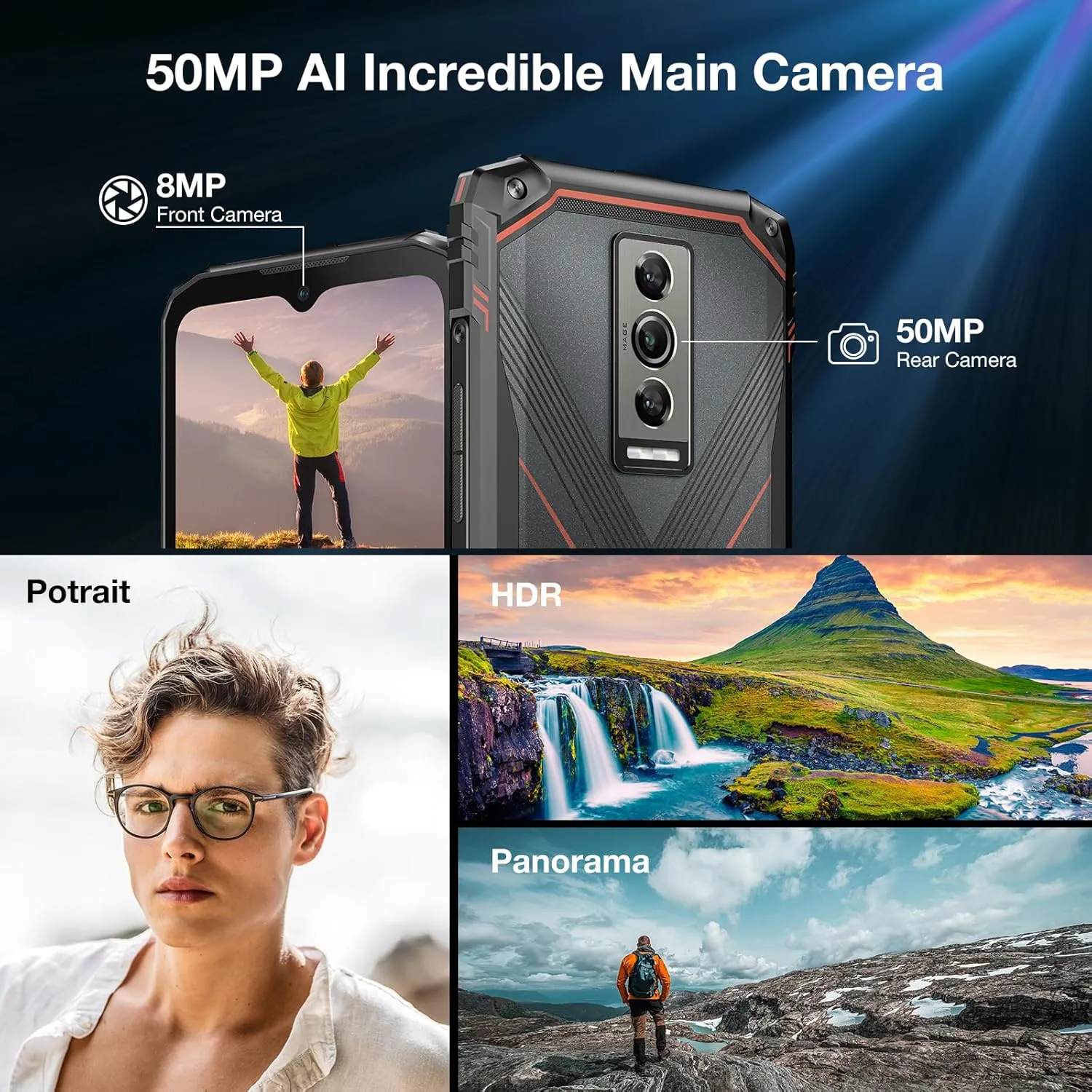 DOOGEE Blade 10 Pro Android 15 Rugged Phone,10.7mm Ultra-Thin,30GB 256GB Rugged Smartphone,Octa Core 6.56" HD 90Hz,50MP 8MP,IP68/IP69K Waterproof Phone,Widevine L1,NFC/Face Unlock