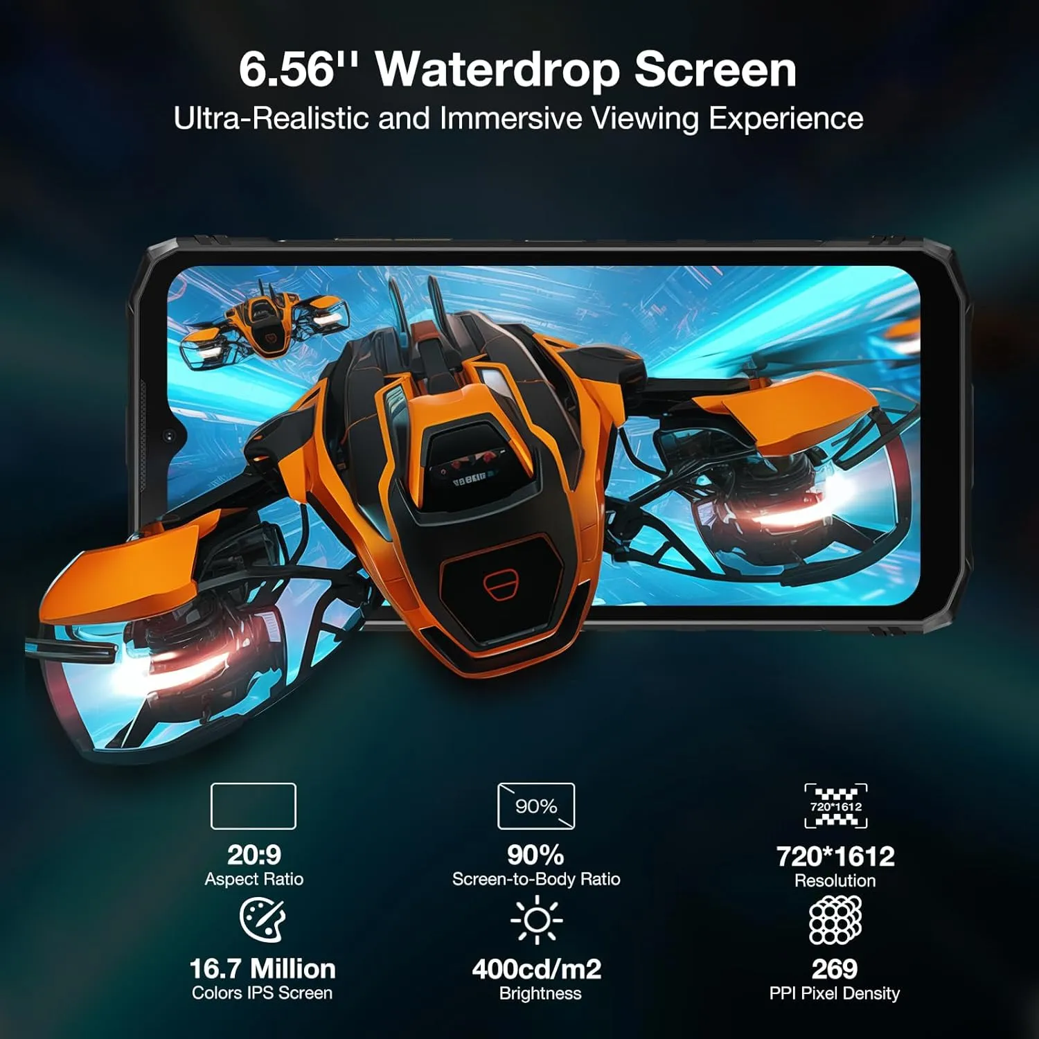 DOOGEE Blade 10 Pro Android 15 Rugged Phone,10.7mm Ultra-Thin,30GB 256GB Rugged Smartphone,Octa Core 6.56" HD 90Hz,50MP 8MP,IP68/IP69K Waterproof Phone,Widevine L1,NFC/Face Unlock