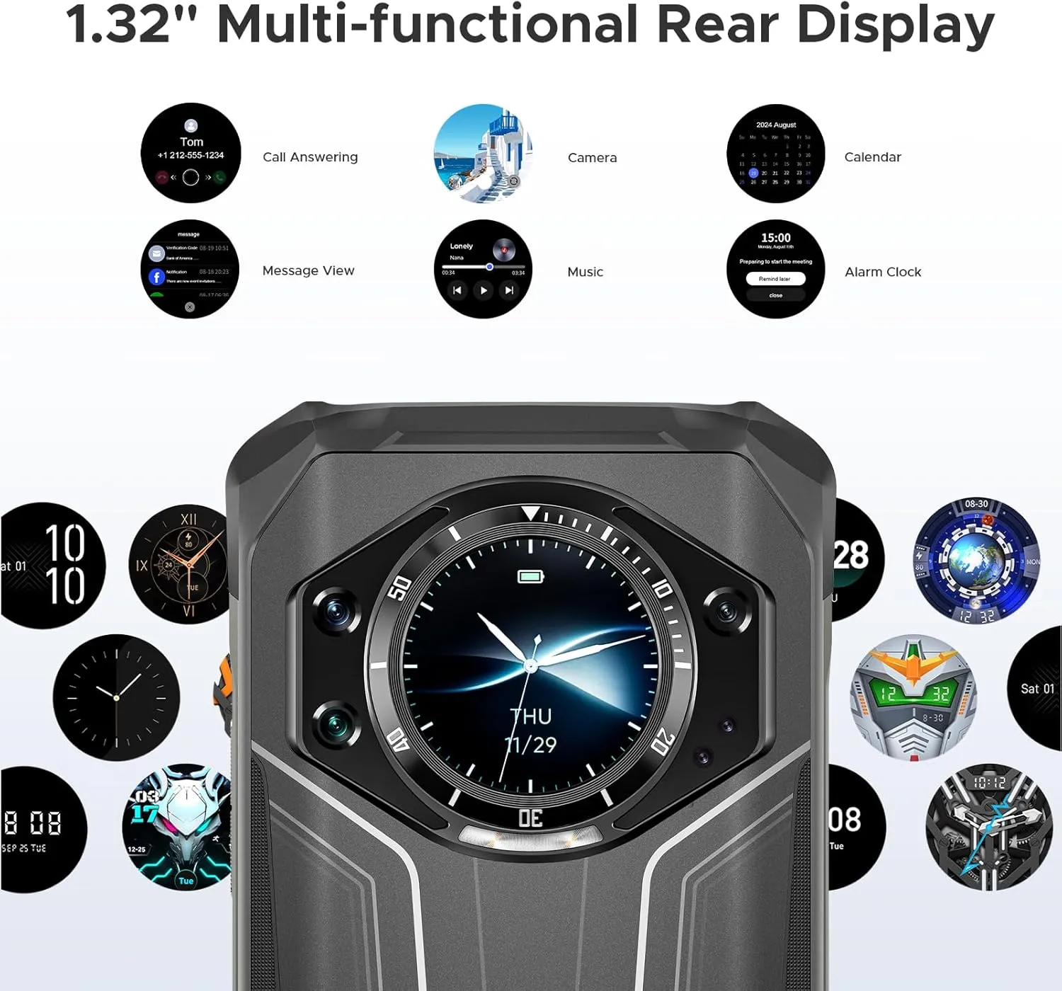 DOOGEE S119 (2025) Rugged Phone Unlocked,24GB 512GB/TF 2TB Android 14 Rugged Smartphone with 1.32" Rear Screen,10200mAh Battery/33W,6.72" FHD ,100MP 20MP Night Vision,NFC/Dual Unlock/3 Card Slot/OTG