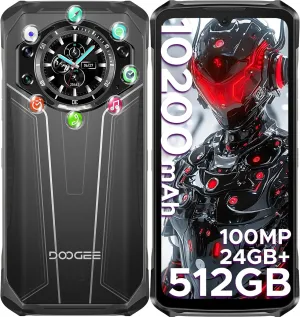 DOOGEE S119 (2025) Rugged Phone Unlocked,24GB 512GB/TF 2TB Android 14 Rugged Smartphone with 1.32" Rear Screen,10200mAh Battery/33W,6.72" FHD ,100MP 20MP Night Vision,NFC/Dual Unlock/3 Card Slot/OTG