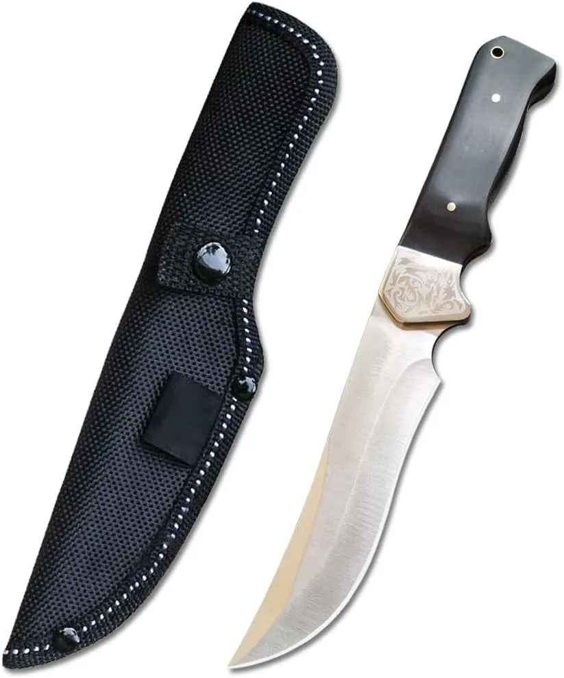 DOOM BLADE 10.24" Fixed Blade Bowie Knife with Sheath,Tactical Hunting Survival Full Tang Knife,Colored wood steel head handle,Attached Hanging Hole,for Camping Outdoor