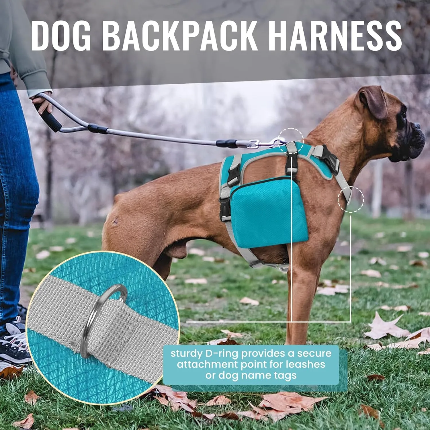 DORA BRIDAL Dog Backpack for Medium & Large Dogs, Dog Backpack Harness, Dogs Hiking Backpack with Side Pockets, Outdoors Pet Saddle for German Shepherd, Labrador (Blue, Large)