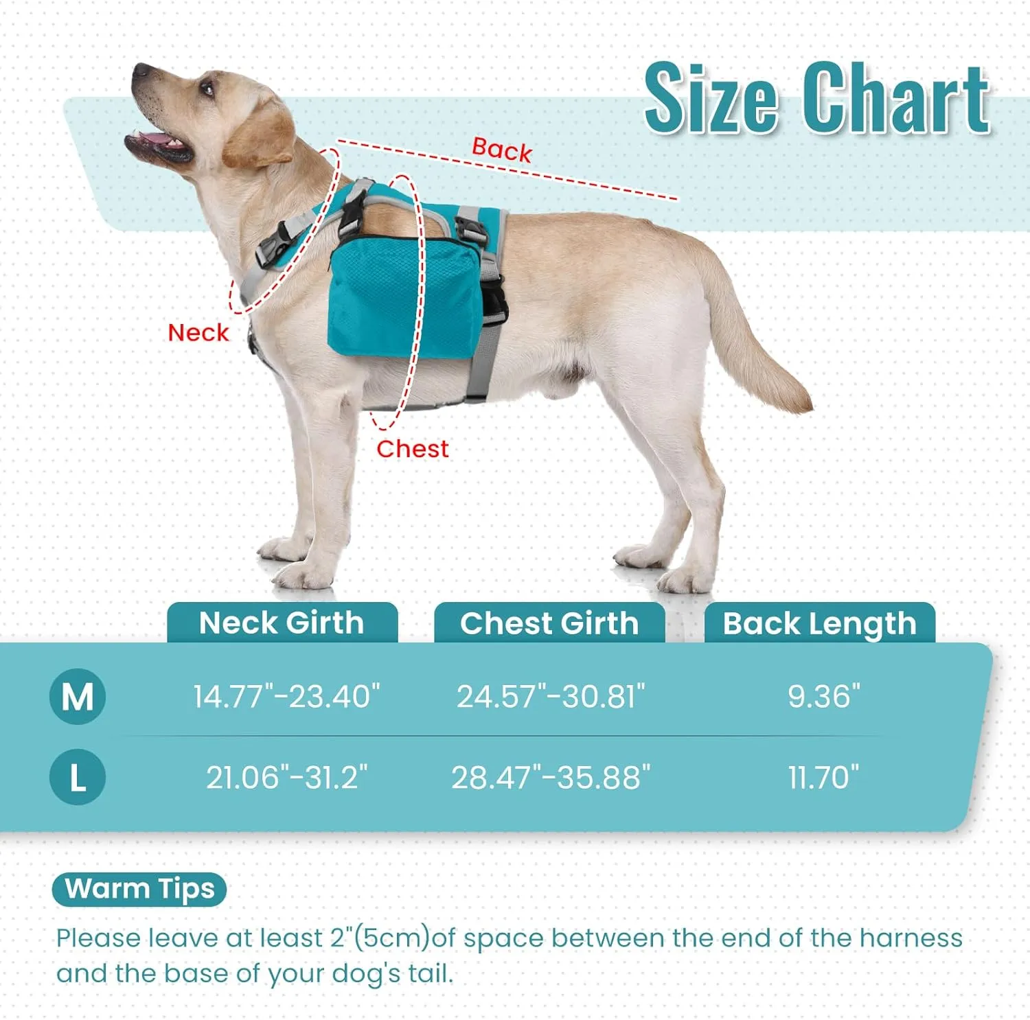 DORA BRIDAL Dog Backpack for Medium & Large Dogs, Dog Backpack Harness, Dogs Hiking Backpack with Side Pockets, Outdoors Pet Saddle for German Shepherd, Labrador (Blue, Large)