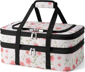 Double Insulated Casserole Carrier - Portable Casserole Carrier for Hot or Cold Food Lunch Tote Warmer or Cooler Bag, for Parties Picnic, Fits 9" x 13" Baking Dish