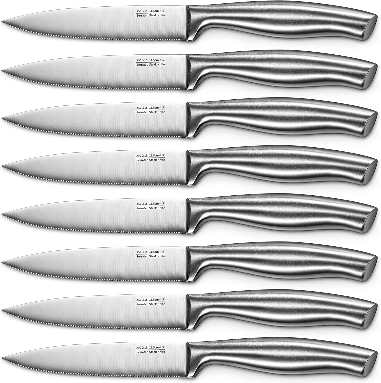 D.Perlla Steak Knives, Micro Serrated Steak Knife Set of 8, High Carbon Stainless Steel Steak Knives Set, Elegant Sharp Kitchen Steak Knife Set, Silver