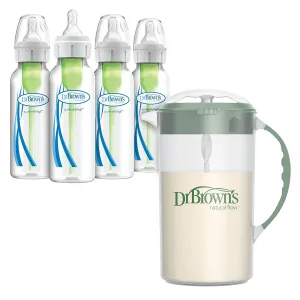 Dr. Brown's Baby Formula Mixing Pitcher 32oz, Olive with Anti-Colic Options  Narrow Baby Bottles, 4 Pack, 8 oz