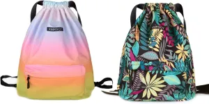 Drawstring Backpack Water Resistant String Bag Nylon Cinch Sport Gym Bag Sackpack