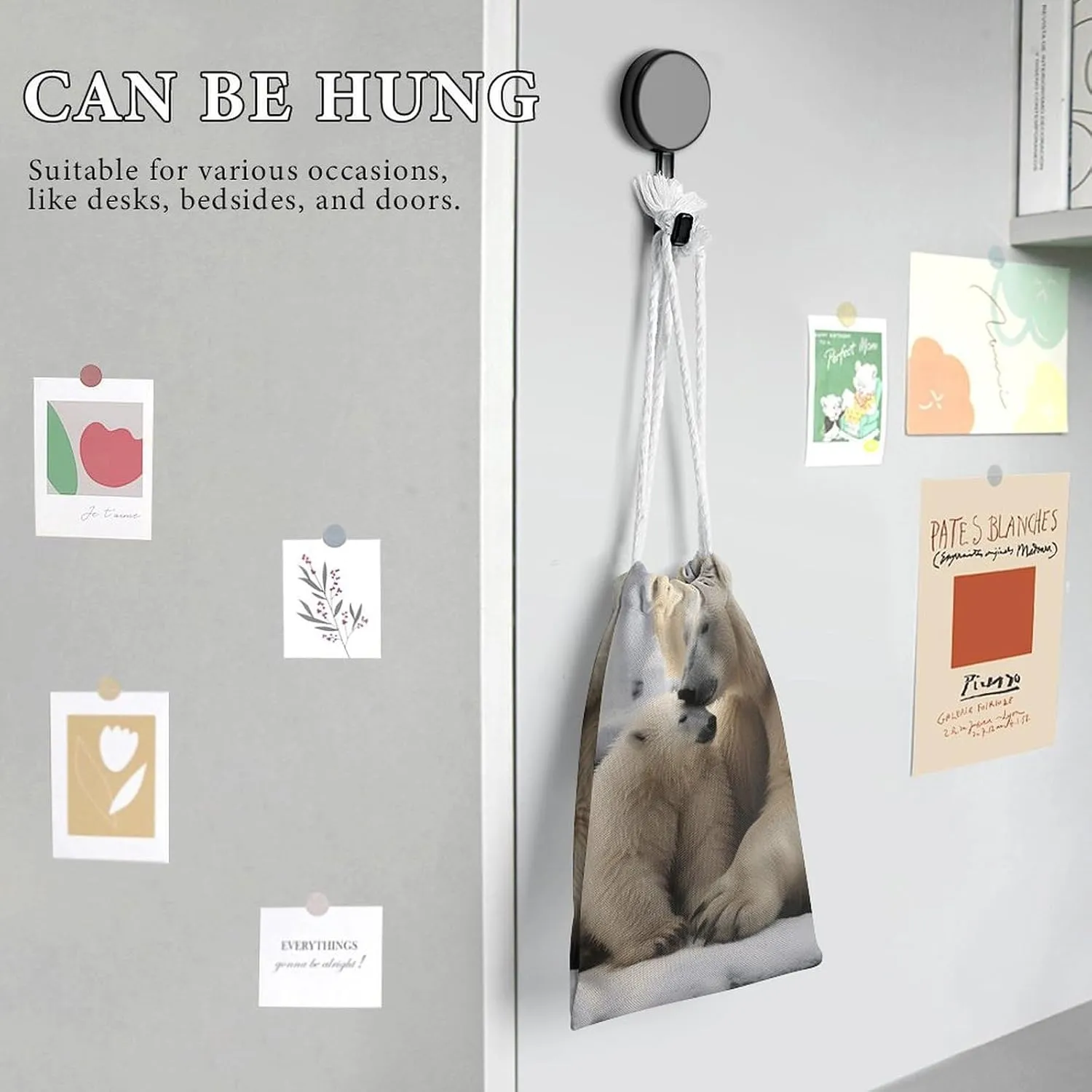 Drawstring Storage Bag Polar Bear Love Gym String Bag Durable Washable for Men Women