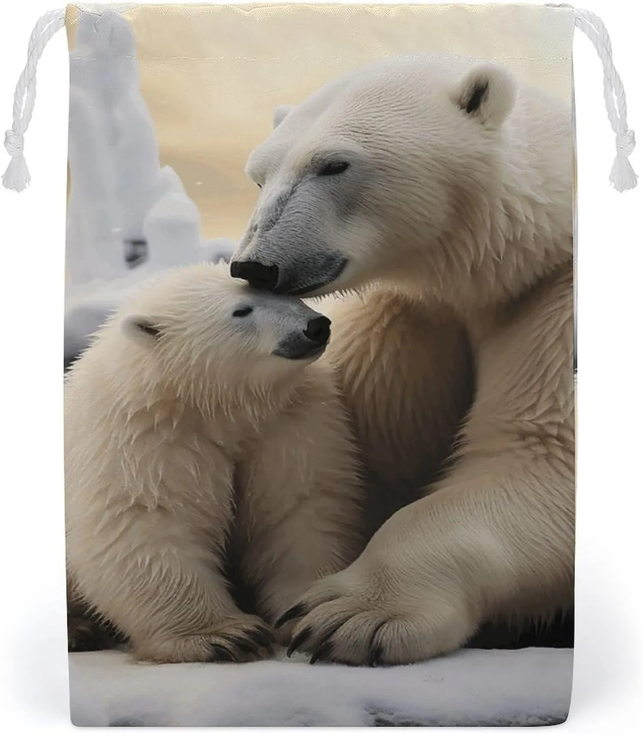 Drawstring Storage Bag Polar Bear Love Gym String Bag Durable Washable for Men Women
