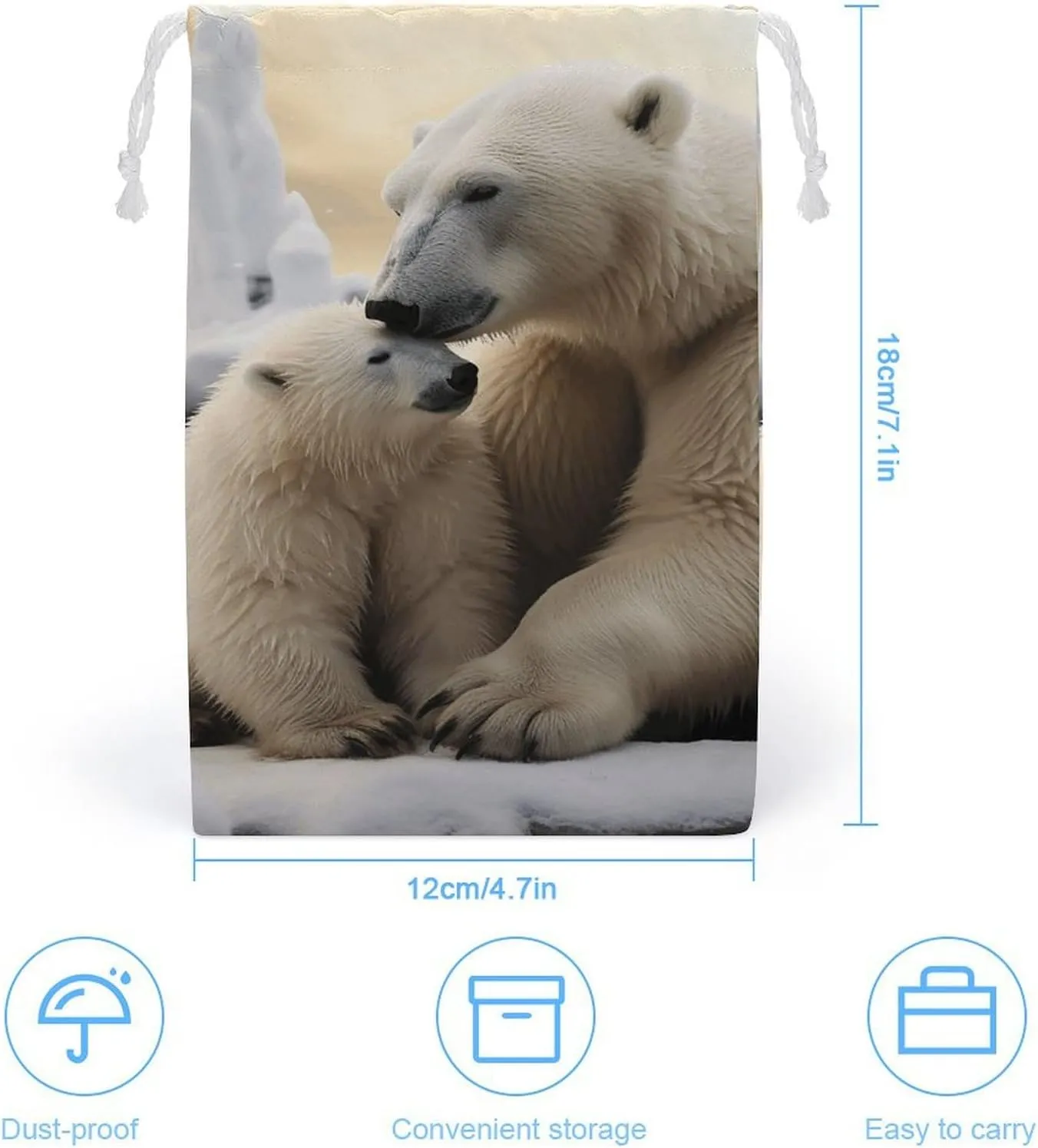Drawstring Storage Bag Polar Bear Love Gym String Bag Durable Washable for Men Women