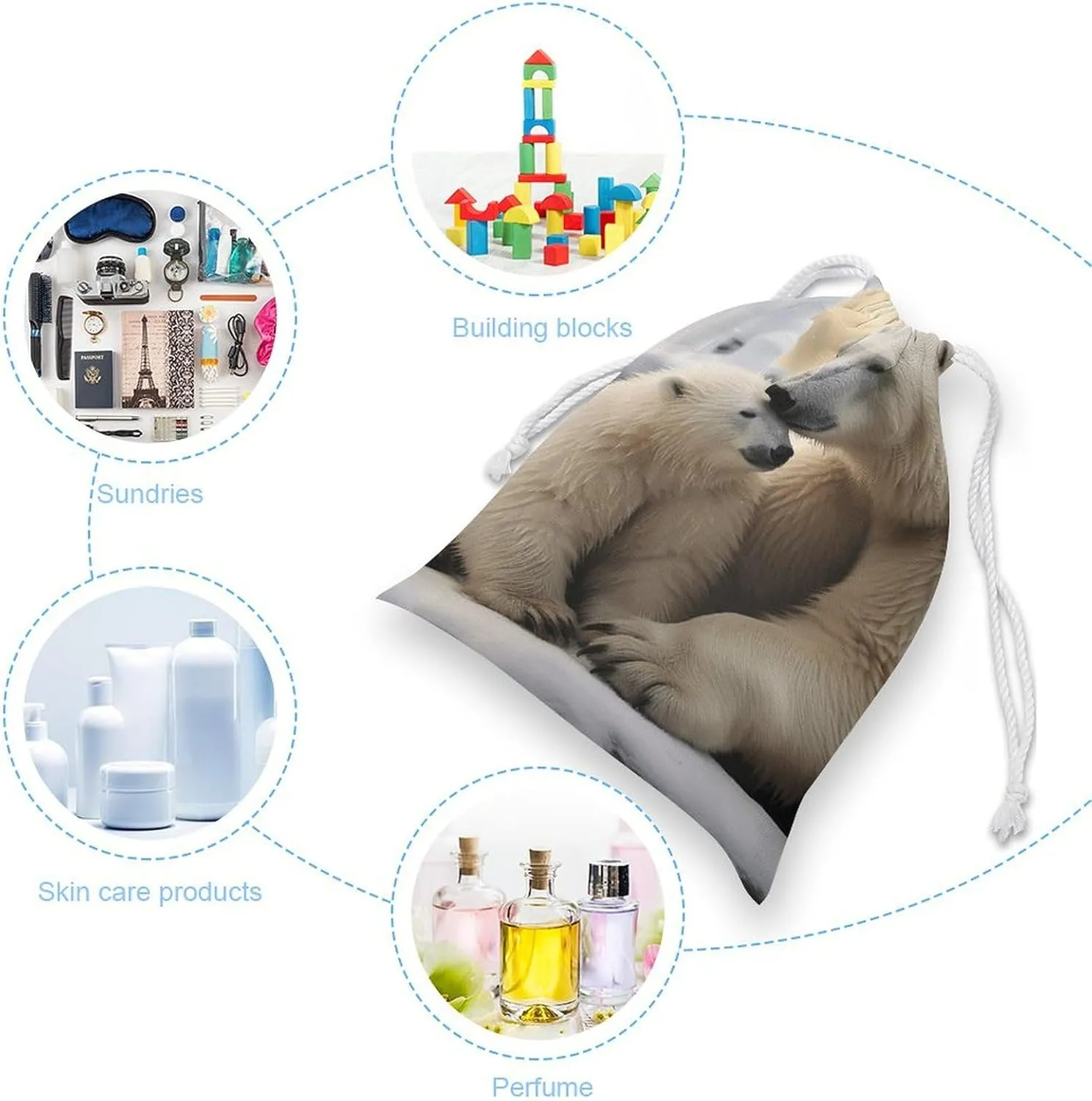 Drawstring Storage Bag Polar Bear Love Gym String Bag Durable Washable for Men Women