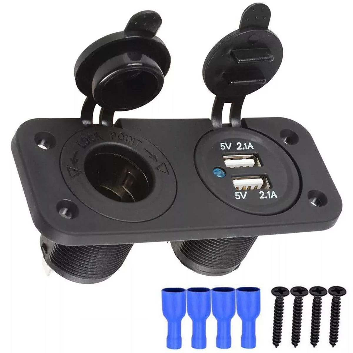 Dual Car USB Charger Adapter Double Cigarette Lighter Socket Vehicle Power
