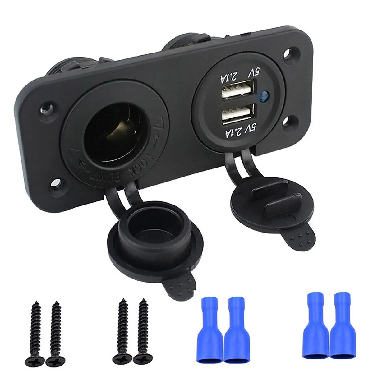 Dual Car USB Charger Adapter Double Cigarette Lighter Socket Vehicle Power