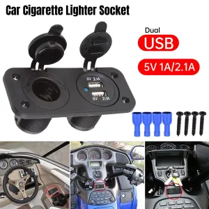 Dual Car USB Charger Adapter Double Cigarette Lighter Socket Vehicle Power