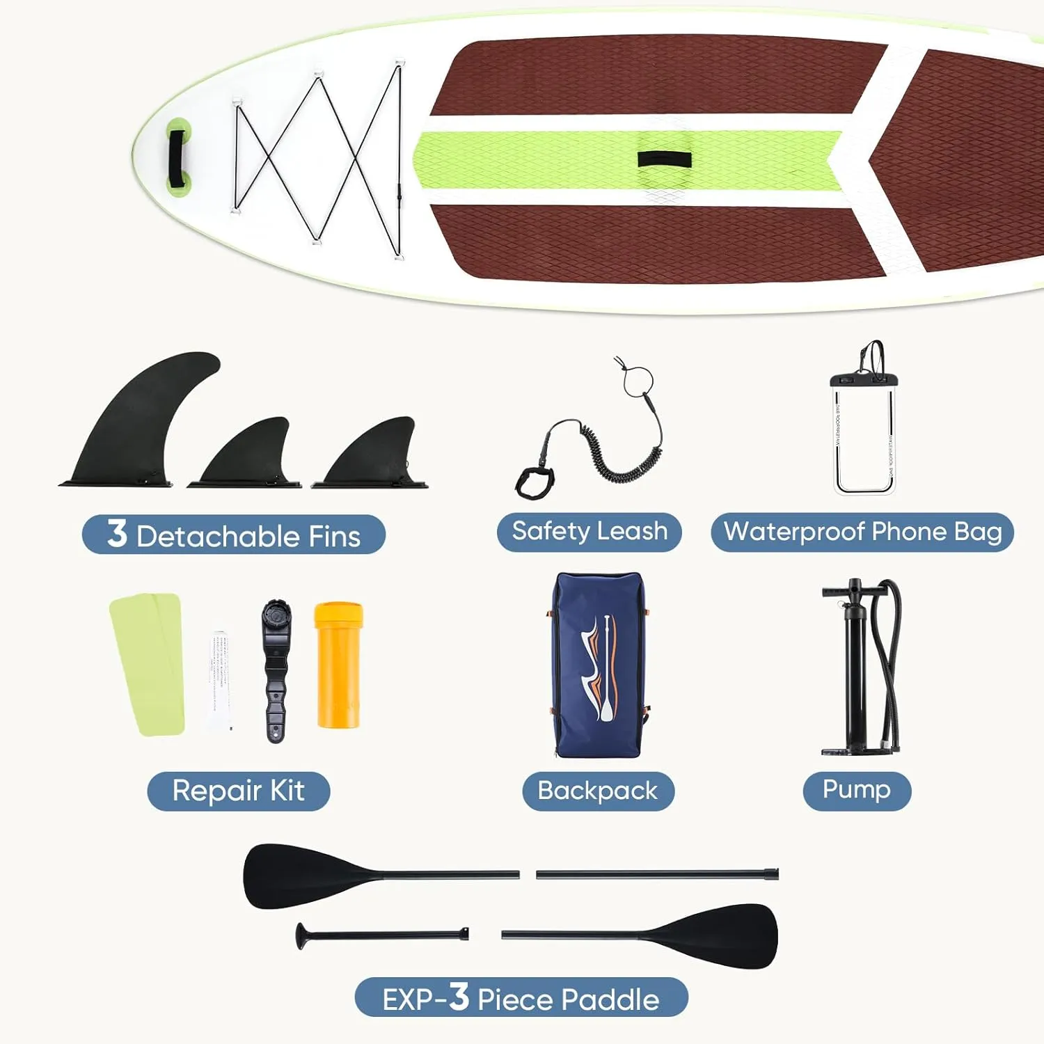 DUMOS Inflatable Stand Up Paddle Board, 10.5'×33'' Paddle Boards with Non-Slip Deck, Durable Advanced Material and Complete SUP Accessories for All Skill Levels
