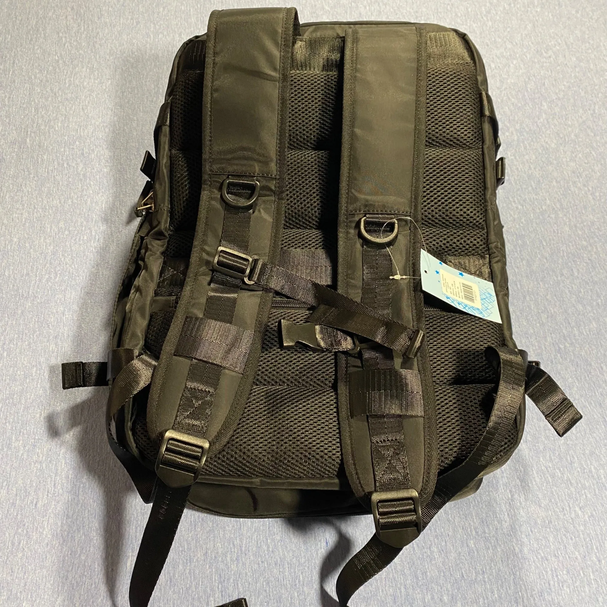 Durable Black Nylon Backpack With Multiple Pockets & Adjustable Straps