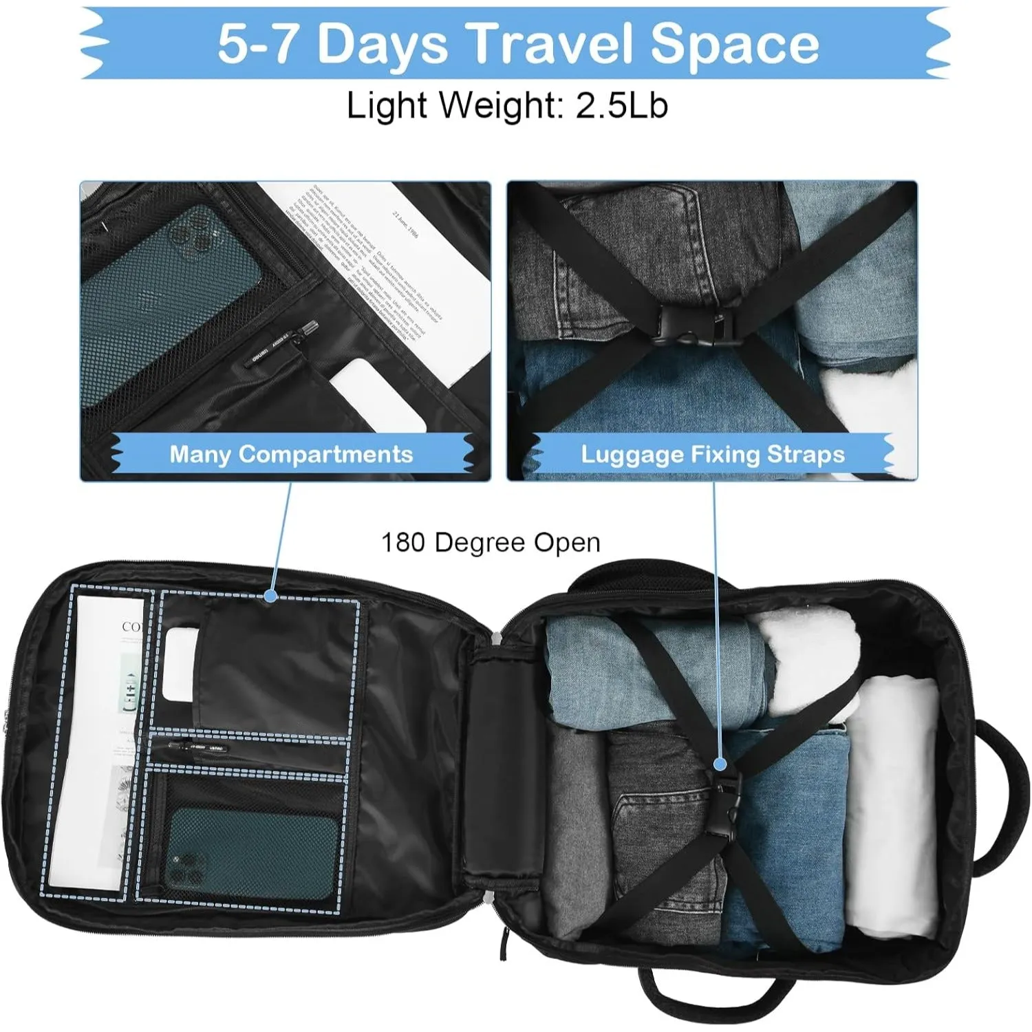 Durable Black Nylon Backpack With Multiple Pockets & Adjustable Straps