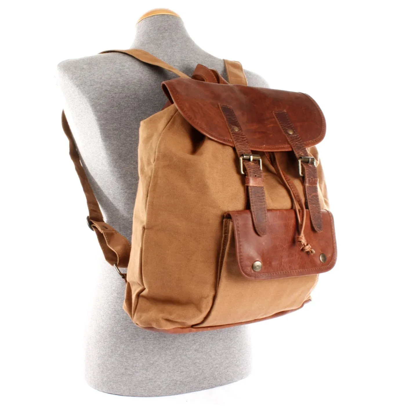 Durable Canvas & Leather Backpack
