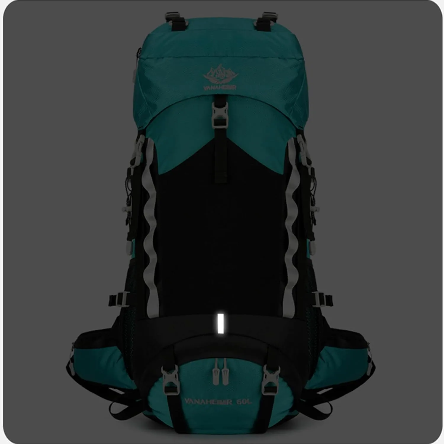 Durable Outdoor Hiking Camping Backpack 60L Capacity Mountaineering Sports Rucksack for Women and Men, Green, app. 34x25x72cm /13.38x9.84x28.34in