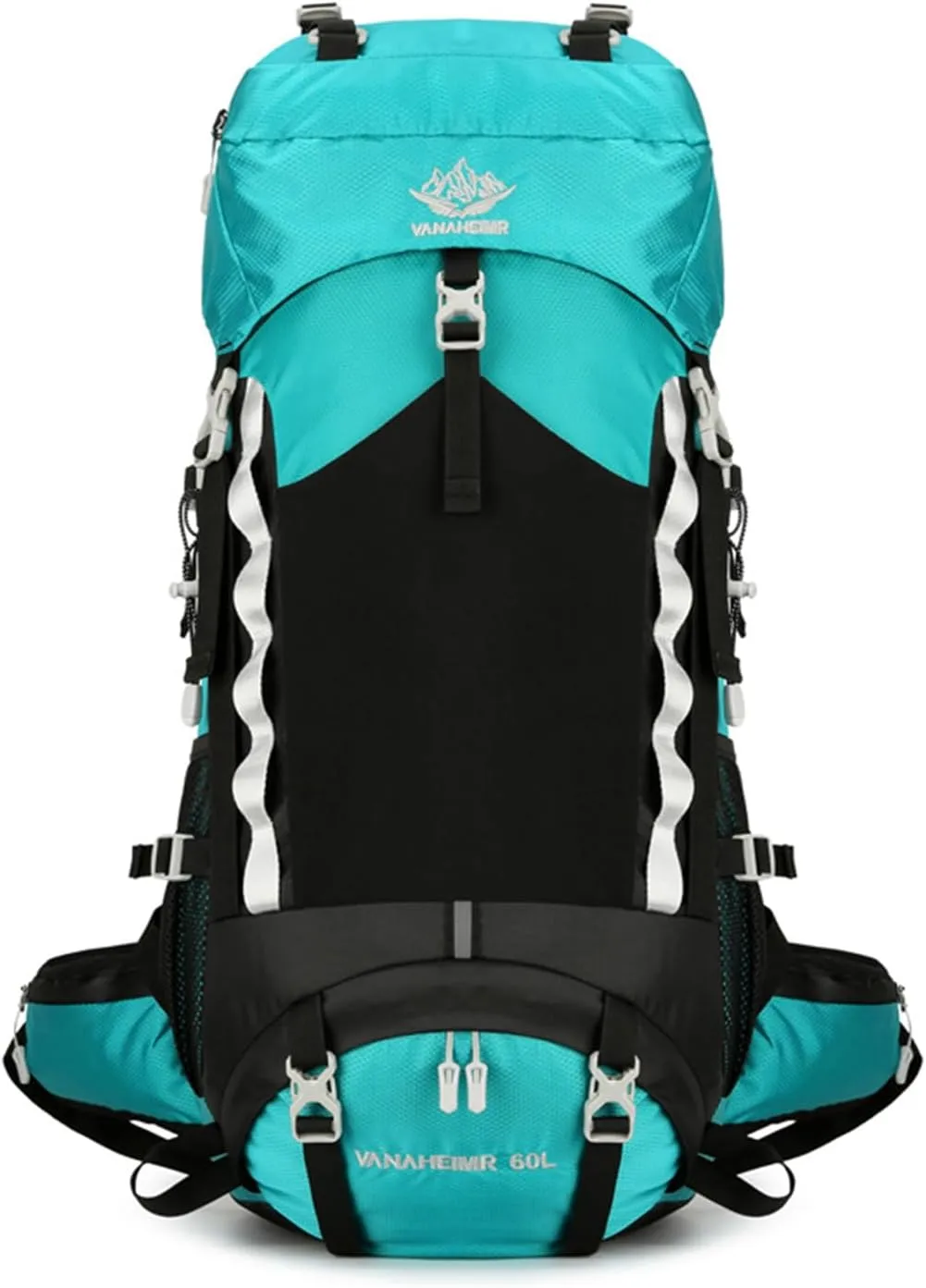 Durable Outdoor Hiking Camping Backpack 60L Capacity Mountaineering Sports Rucksack for Women and Men, Green, app. 34x25x72cm /13.38x9.84x28.34in