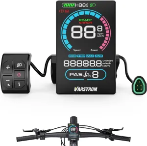 E-Bike Display-VD618 3.5" Color LCD Screen,IP66 Waterproof, Automatic Backlight&Headlight Ebike Speedometer & Computer with Type-C Charger Port for 36-72V Bafang CAN Protocol Mid-Drive Motor