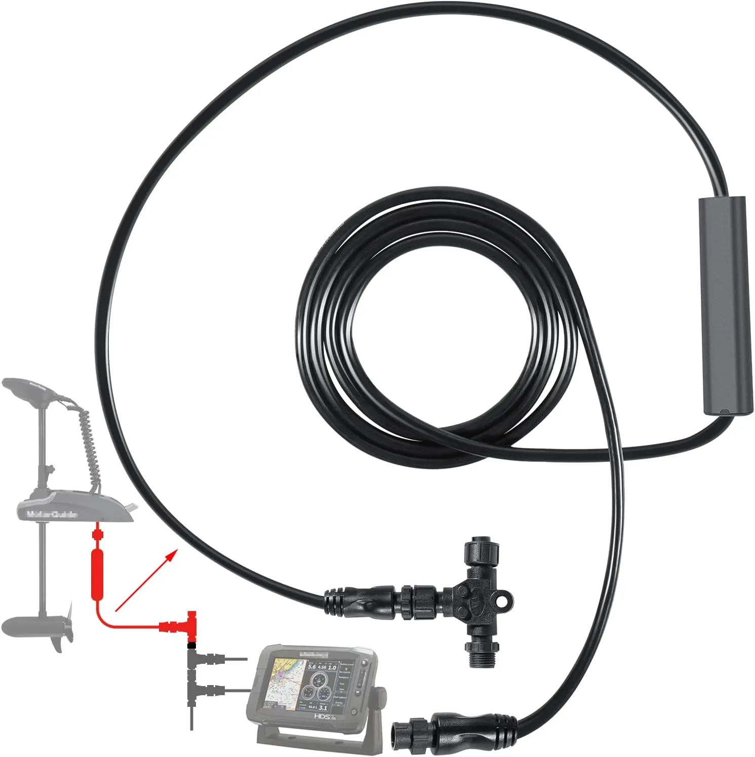 E-cowlboy 8M0092085 Xi Series Pinpoint GPS Gateway Kit for Xi3 and Xi5 Trolling Motors Sonar GPS Integration T-Connector, Black