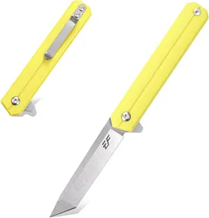 Eafengrow EF65 Flipper Folding Lock Knife Ball Bearing D2 Blade and G10 Steel Handle Pocket Assisted Multitool with Clip Everday Carry (EF65-T-light)