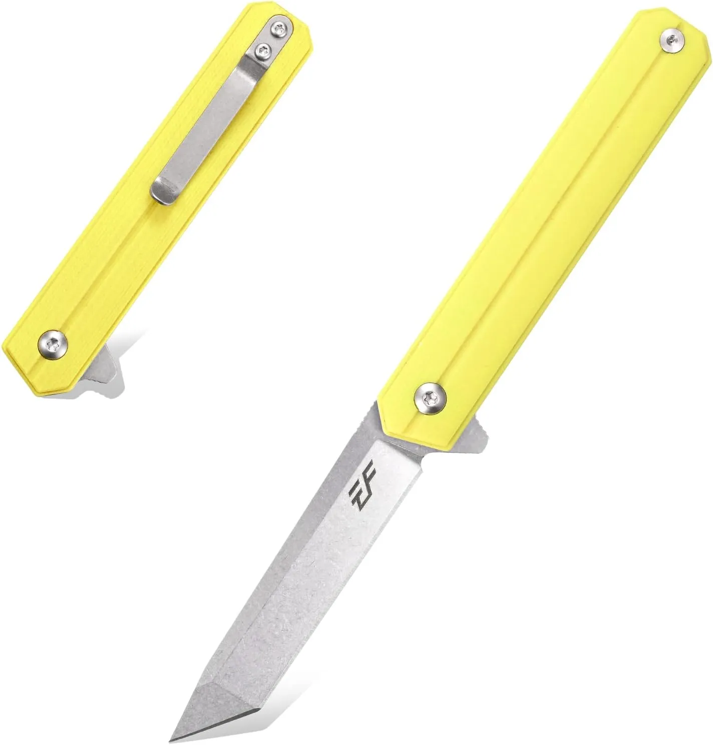 Eafengrow EF65 Flipper Folding Lock Knife Ball Bearing D2 Blade and G10 Steel Handle Pocket Assisted Multitool with Clip Everday Carry (EF65-T-light)