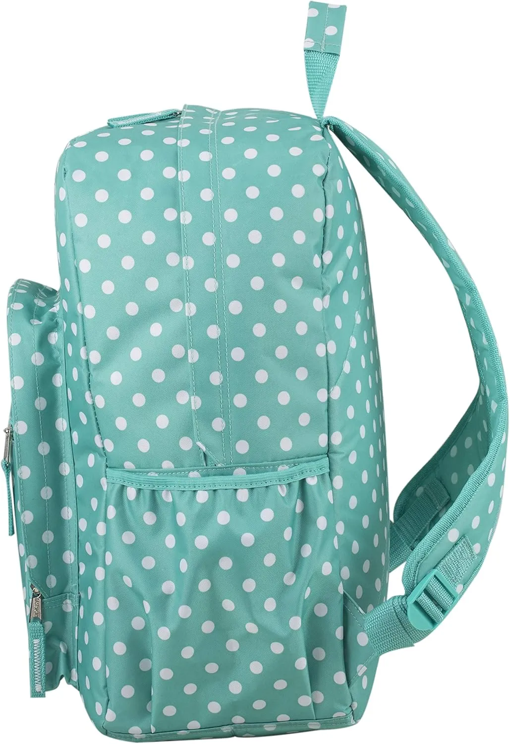 Eastsport Carry On Travel Weekender Backpack with Extra Large Main Compartment, Turquoise/Polka Dot Print