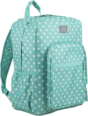 Eastsport Carry On Travel Weekender Backpack with Extra Large Main Compartment, Turquoise/Polka Dot Print